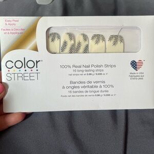Color Street Cream and Black Leaf Nail Strips